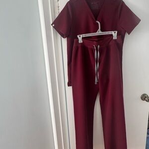 Figs Maroon Medical Top and Bottom Set